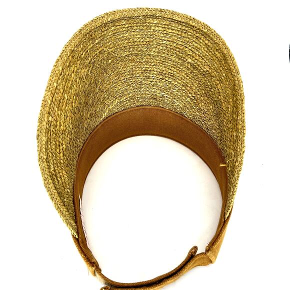Tan + Lines by Sivan Ayla Visor Sun Hat Woven Raffia Adjustable Beach Pool main image 3